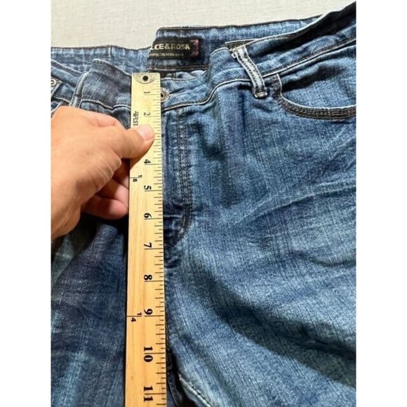 Dolce & Rosa Pants Womens 46 Blue Denim Belted Pocketed Zip Button 38x25. - Picture 11 of 12